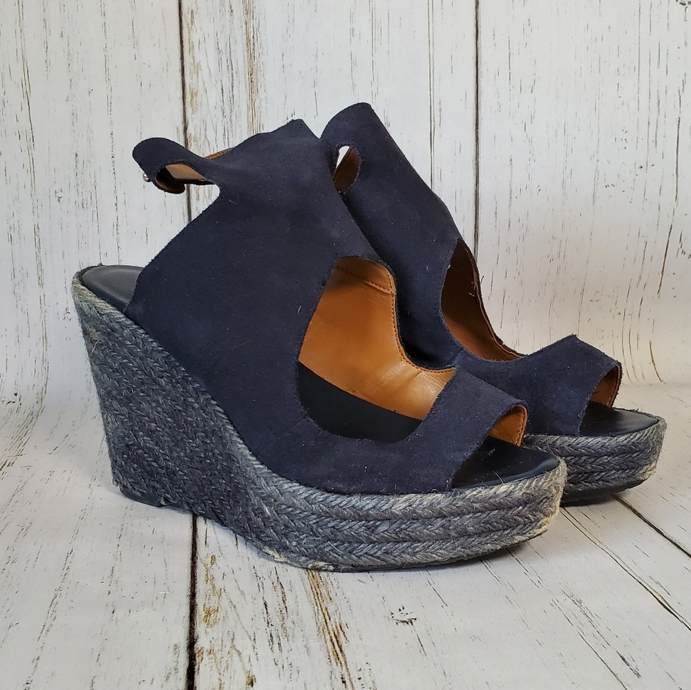 Zara Blue Espadrilles Platform Wedges size 9/40